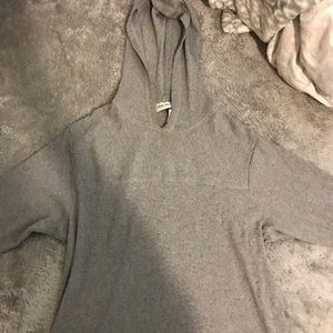 Grey knitted t-shirt dress w/ hood